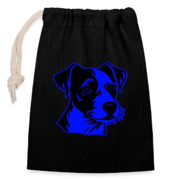 Jack Russel Terrier Hund Porträt - Verschließbarer Geschenkbeutel aus Baumwolle (14x20cm) - Schwarz - Vorne