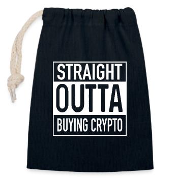 Straight OUTTA BUYING CRYPTO - Closable cotton gift bag (14x20cm) - navy - Front
