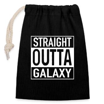 Straight OUTTA Galaxy - Verschließbarer Geschenkbeutel aus Baumwolle (14x20cm) - Schwarz - Vorne
