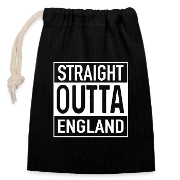 Straight OUTTA ENGLAND - Verschließbarer Geschenkbeutel aus Baumwolle (14x20cm) - Schwarz - Vorne
