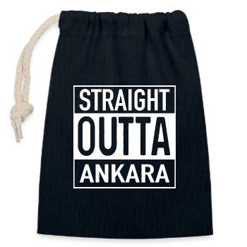 Straight OUTTA ANKARA - Closable cotton gift bag (14x20cm) - navy - Front