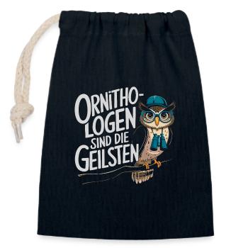 Ornithologen sind die Coolsten lustige Eule - Verschließbarer Geschenkbeutel aus Baumwolle (14x20cm) - Navy - Vorne