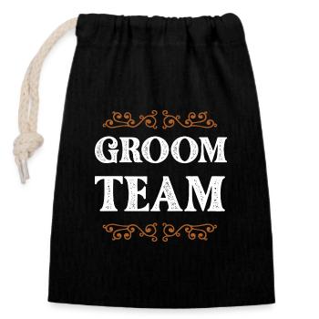 Groom Crew - Verschließbarer Geschenkbeutel aus Baumwolle (14x20cm) - Schwarz - Vorne