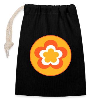 des années 70 motif de fleur - Sac cadeau en coton avec cordon (14 x 20 cm) - noir - Devant