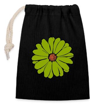 Fleur verte, fleur verte, fleurs vertes, jour de la Saint-Patrick - Sac cadeau en coton avec cordon (14 x 20 cm) - noir - Devant