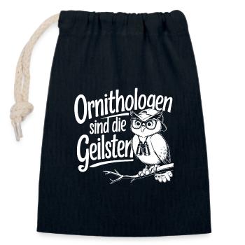 Ornithologen sind die Coolsten lustige Eule - Verschließbarer Geschenkbeutel aus Baumwolle (14x20cm) - Navy - Vorne