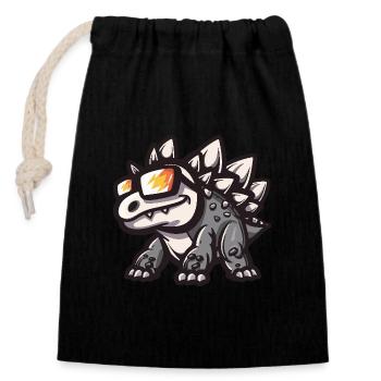Dinosaur stegosaurus Cool Comic - Closable cotton gift bag (14x20cm) - black - Front