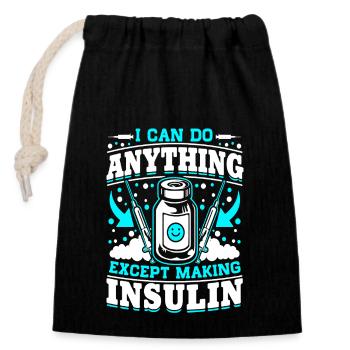 Diabetes I Can Do Anything - Closable cotton gift bag (14x20cm) - black - Front