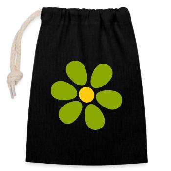 Fleur verte, fleur verte, fleurs vertes, jour de la Saint-Patrick - Sac cadeau en coton avec cordon (14 x 20 cm) - noir - Devant