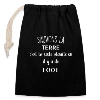 T-Shirt "Sauvons la Terre" & Football - Sac cadeau en coton avec cordon (14 x 20 cm) - noir - Devant