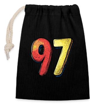 97 Nombre Coloré - Sac cadeau en coton avec cordon (14 x 20 cm) - noir - Devant