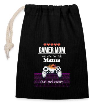 Meilleur cadeau de fête des mères maman Gamer Mom - Sac cadeau en coton avec cordon (14 x 20 cm) - noir - Devant