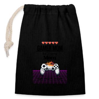 Meilleur cadeau de fête des mères maman Gamer Mom - Sac cadeau en coton avec cordon (14 x 20 cm) - noir - Devant