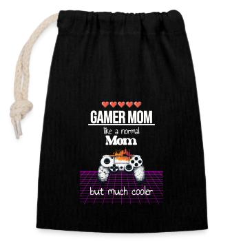 Meilleur cadeau de fête des mères maman Gamer Mom - Sac cadeau en coton avec cordon (14 x 20 cm) - noir - Devant