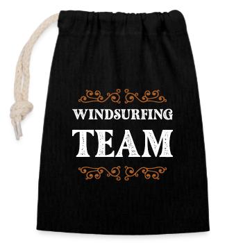 Windsurfing Team - Verschließbarer Geschenkbeutel aus Baumwolle (14x20cm) - Schwarz - Vorne