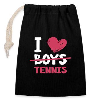 Tennis Match Balle Court de Tennis « Tennis-Girl » - Sac cadeau en coton avec cordon (14 x 20 cm) - noir - Devant