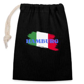 Hamburg - Closable cotton gift bag (14x20cm) - black - Front