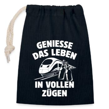 Genieße das Leben in vollen Zügen - Bierflasche - Verschließbarer Geschenkbeutel aus Baumwolle (14x20cm) - Navy - Vorne