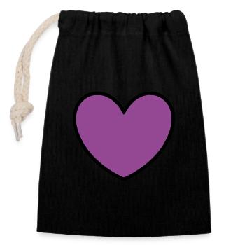 Coeur Violet Noir Saint Valentin - Sac cadeau en coton avec cordon (14 x 20 cm) - noir - Devant