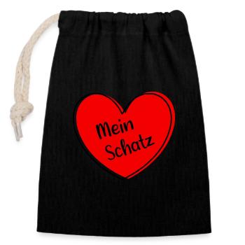 rotes Herz rot Valentinstag Geschenke - Verschließbarer Geschenkbeutel aus Baumwolle (14x20cm) - Schwarz - Vorne