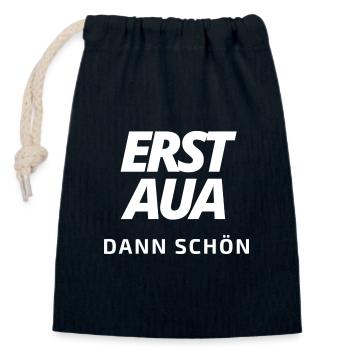 erst aua dann schön 5.0 weiß - Verschließbarer Geschenkbeutel aus Baumwolle (14x20cm) - Navy - Vorne