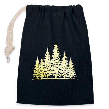 Wald Baum Gold - Verschließbarer Geschenkbeutel aus Baumwolle (14x20cm) - Navy - Vorne