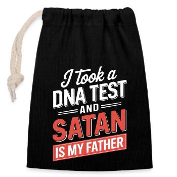 Habe einen DNA-Test gemacht: Satan ist mein Vater! - Verschließbarer Geschenkbeutel aus Baumwolle (14x20cm) - Schwarz - Vorne