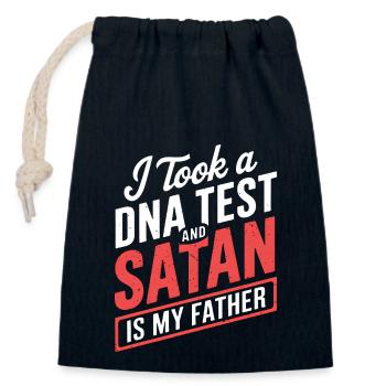 Habe einen DNA-Test gemacht: Satan ist mein Vater! - Verschließbarer Geschenkbeutel aus Baumwolle (14x20cm) - Navy - Vorne