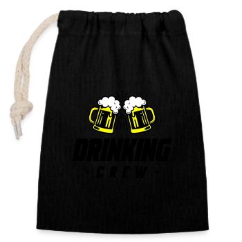 Drinking Crew Beer - Closable cotton gift bag (14x20cm) - black - Front
