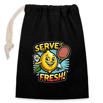 Sporty lemon ace - Freshly served! - Closable cotton gift bag (14x20cm) - black - Front