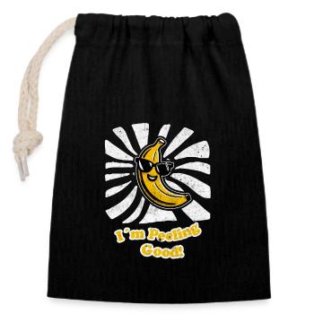 Lustige Banane mit I´m peeling good! - Verschließbarer Geschenkbeutel aus Baumwolle (14x20cm) - Schwarz - Vorne
