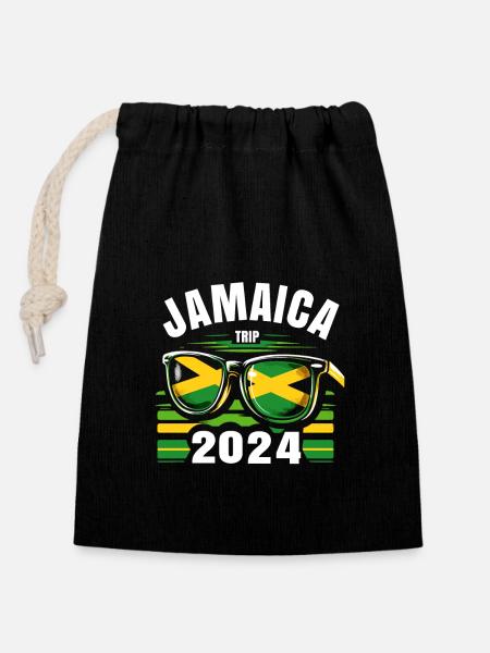 Jamaica Trip 2024 - Verschließbarer Geschenkbeutel aus Baumwolle (14x20cm) - Schwarz