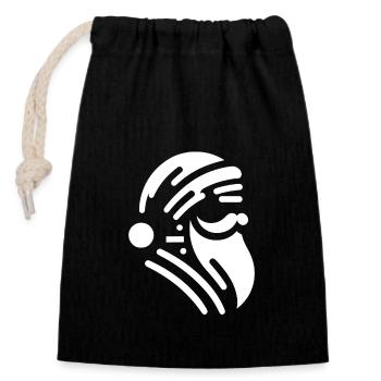 Père Noël minimaliste - Sac cadeau en coton avec cordon (14 x 20 cm) - noir - Devant