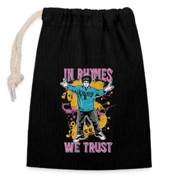 In Rhymes we trust Hip HopShirt Design - Closable cotton gift bag (14x20cm) - black - Front
