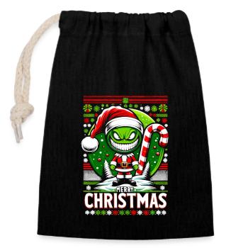Candy Cane Christmas Humor Tee - Verschließbarer Geschenkbeutel aus Baumwolle (14x20cm) - Schwarz - Vorne