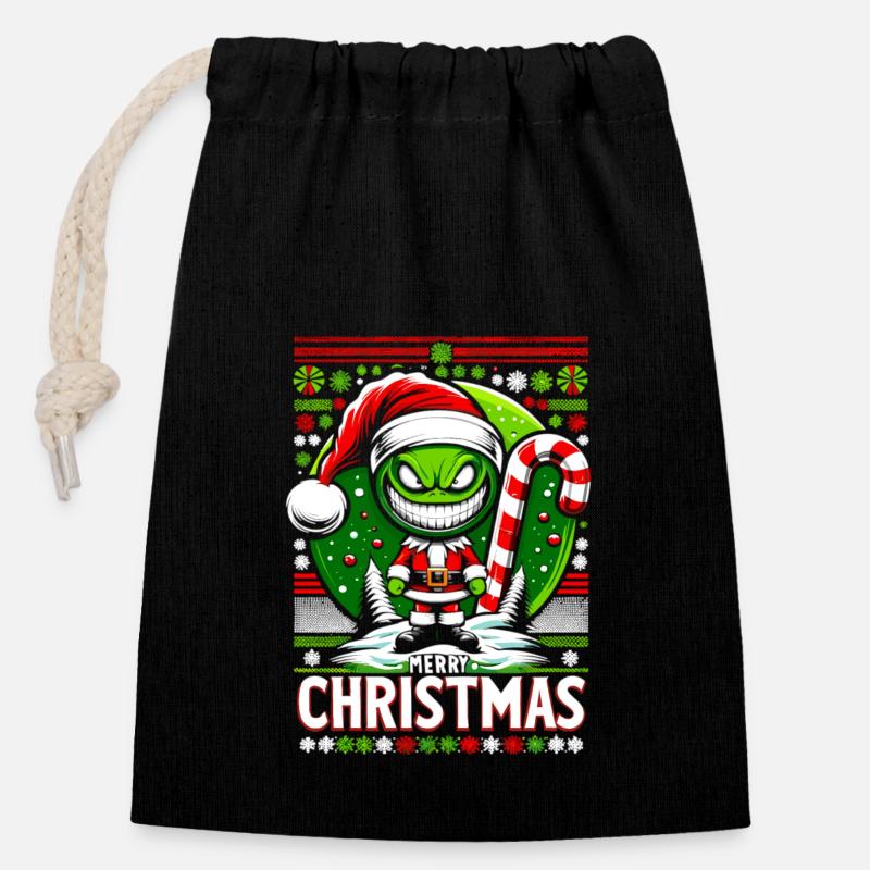 Candy Cane Christmas Humor Tee - Verschließbarer Geschenkbeutel aus Baumwolle (14x20cm) - Schwarz