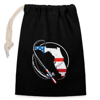 Fishing in Florida - Closable cotton gift bag (14x20cm) - black - Front