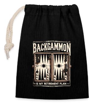 Le backgammon est mon plan de retraite - Jeu Vintage - Sac cadeau en coton avec cordon (14 x 20 cm) - noir - Devant