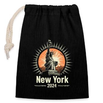 New York 2024 - Closable cotton gift bag (14x20cm) - black - Front
