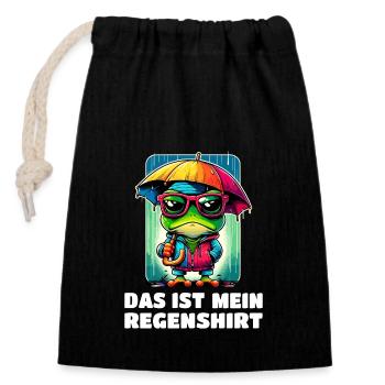 Frosch im Regen mit lustigem Spruch - Verschließbarer Geschenkbeutel aus Baumwolle (14x20cm) - Schwarz - Vorne
