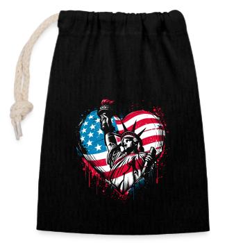 Heart for New York America - Closable cotton gift bag (14x20cm) - black - Front