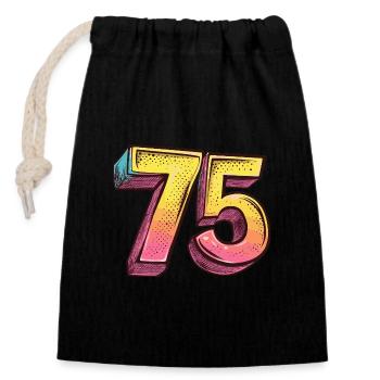75 Number Colorful - Closable cotton gift bag (14x20cm) - black - Front