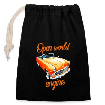 Moteur du monde ouvert Cabriolet Spruch gaming Cabrio - Sac cadeau en coton avec cordon (14 x 20 cm) - noir - Devant