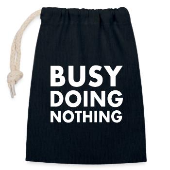 busy doing nothing - Closable cotton gift bag (14x20cm) - navy - Front