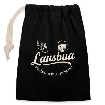 Lausbua d’origine - Sac cadeau en coton avec cordon (14 x 20 cm) - noir - Devant