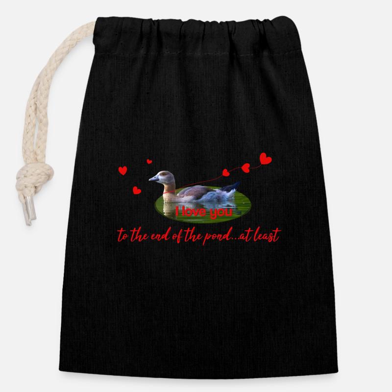 I love you - Closable cotton gift bag (14x20cm) - black