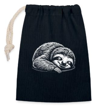 Drôle de paresseux se calme - Sac cadeau en coton avec cordon (14 x 20 cm) - bleu marine - Devant