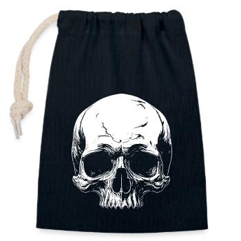 Crâne - Sac cadeau en coton avec cordon (14 x 20 cm) - bleu marine - Devant