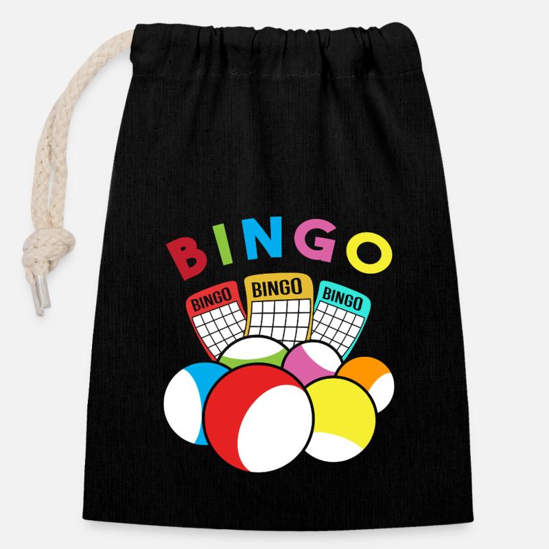 Bingo - Verschließbarer Geschenkbeutel aus Baumwolle (14x20cm) - Schwarz