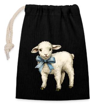 Vintage Lamb Cottagecore Nostalgia Easter - Closable cotton gift bag (14x20cm) - black - Front